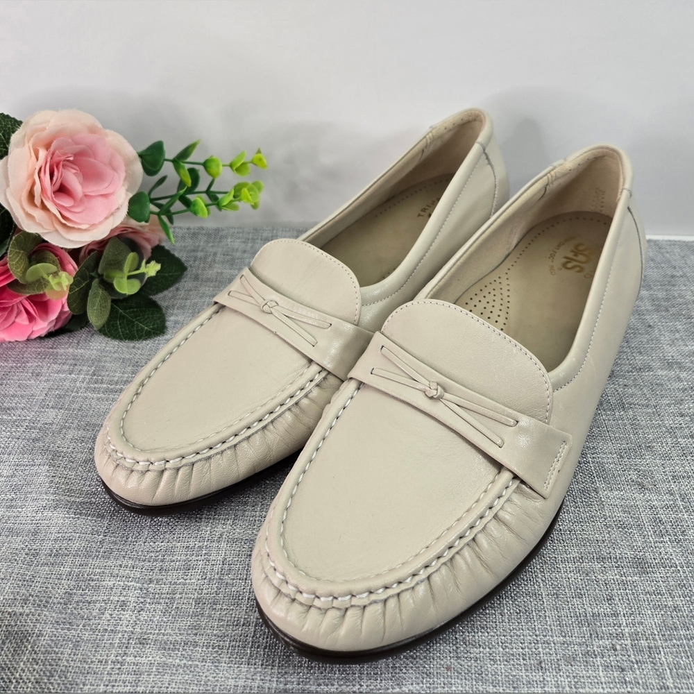 SAS Tri-Pad Comfort Easier Slip On Moccasin Loafers Flats Size 11‎ Wide Cream